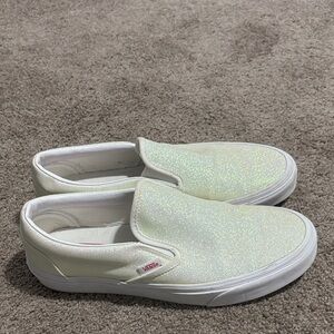 Vans Iridescent Glitter Slip-On Sneakers - Pale Pearl